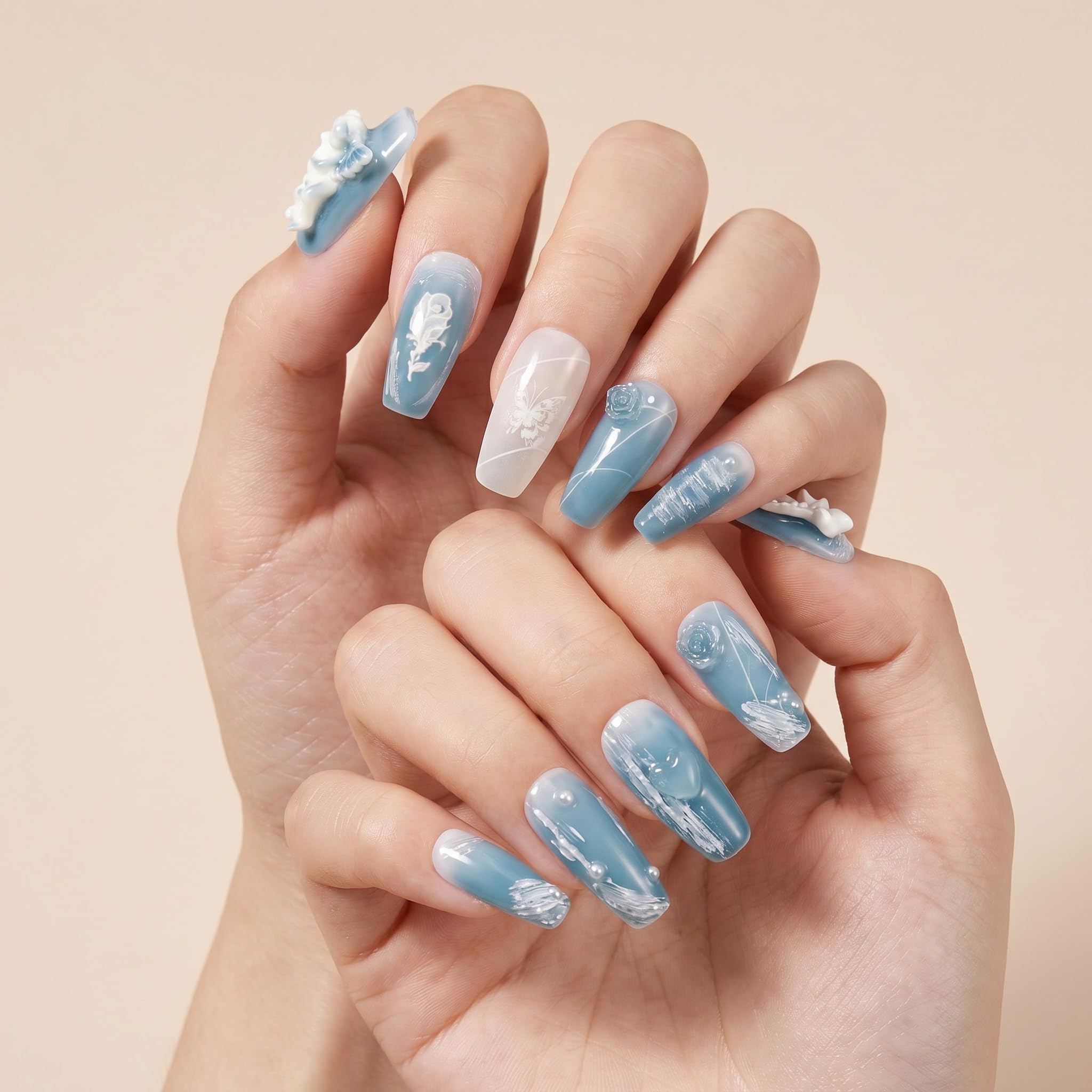 Amazon | Sun&Beam Nails 手作り ネイルチップ ミディアム コフィン